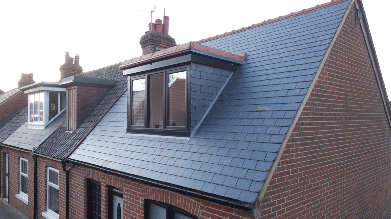 Finished dormer loft conversion with new roof